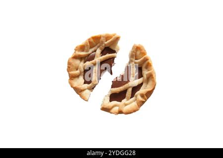 chocolate tartlet in white background Stock Photo