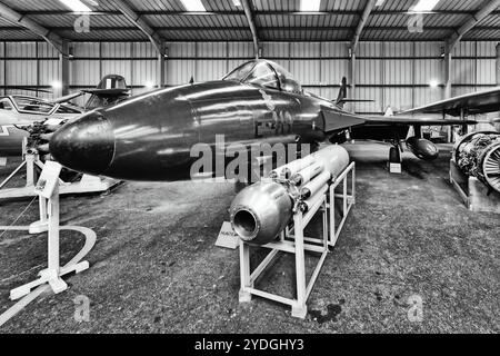 NESLAM aero museum Sunderland static display fighter aircraft  Hawker Hunter F 51 Stock Photo