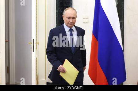 Moscow, Russia. 25th Oct, 2024. Russian President Vladimir Putin, arrives to chair a meeting of the permanent members of the Security Council from the Kremlin, October 25, 2024 in Moscow, Russia. Credit: Mikhail Metzel/Kremlin Pool/Alamy Live News Stock Photo