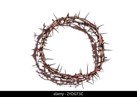 Crown of thorns isolated on white background, copy space. Christian concept of suffering. Passion Of Jesus Christ. Good Friday and Easter. Stock Photo