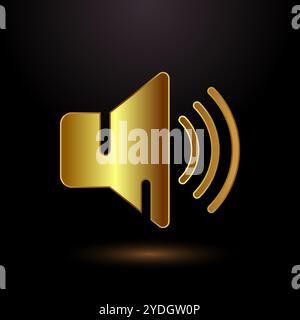 Volume icon design illustration, sound icon in gold color style Stock Vector