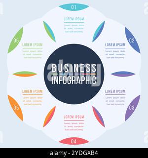 Circle Infographic template 6 steps, objects, elements or options infographic business design Stock Vector