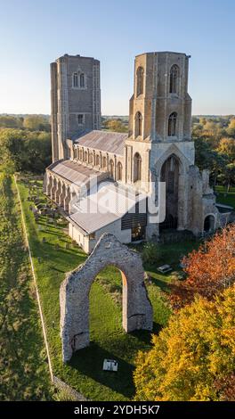 Aerial view of Wymondham Abbey in Norfolk Stock Photo