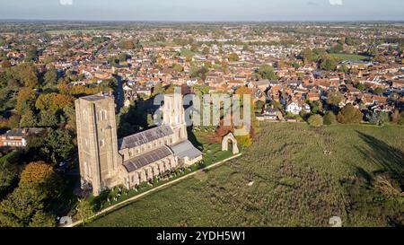 Aerial view of Wymondham Abbey in Norfolk Stock Photo