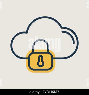 Cloud security vector icon. Data cloud with lock symbol. Security sign. Graph symbol for your web site design, logo, app, UI Stock Vector