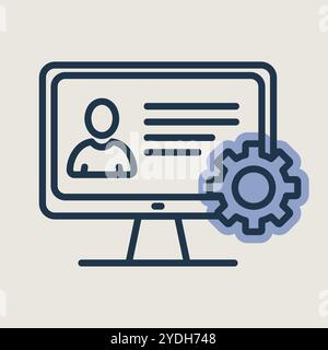 User customize settings on monitor vector icon. User interface customization, programming. Concept of creating, setting personal pages and repairing. Stock Vector