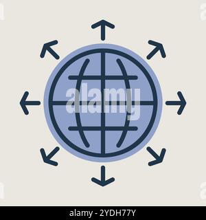 Arrows outside from globe vector icon. Global communication filled symbol. Security sign. Graph symbol for your web site design, logo, app, UI Stock Vector
