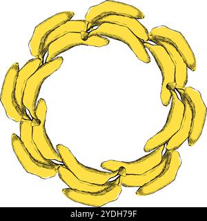 Banana fruit label design, vector circle round frame design for packaging standup pouch editable print ready vector template file illustration downloa Stock Vector