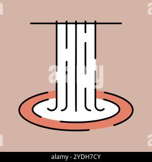 Waterfall of natural vacation vector isolated icon. Nature sign. Graph symbol for travel and tourism web site and apps design, logo, app, UI Stock Vector