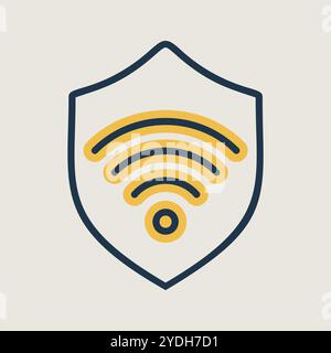Protection wifi vector icon. Private network. Shield with wi-fi symbol. Security sign. Graph symbol for your web site design, logo, app, UI Stock Vector