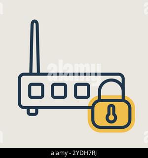 WIFI modem with lock vector icon. Private wifi network sign. Security sign. Graph symbol for your web site design, logo, app, UI Stock Vector