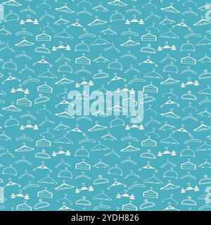 Doodle seamless clothes hangers pattern. Hand drawn cute sketchy style scribble. Graphic design element for scrapbook, fashion clothes shop web site, Stock Vector