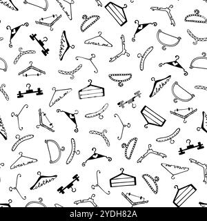 Doodle seamless clothes hangers pattern. Hand drawn cute fashion style scribble. Graphic design element for scrapbooking, advertisement, web site, pri Stock Vector