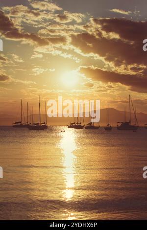 Sailing boats on sunset, Florianópolis - BR Stock Photo