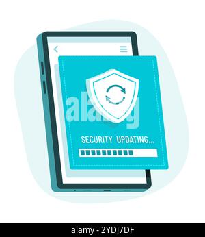 Smartphone Updating Security Data for Cyber Security Concept Illustration Stock Vector
