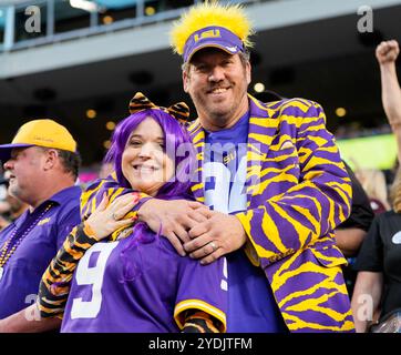 College Station, Texas, USA. 26th Oct, 2024. LSU fans during the first half of an NCAA football game between the Texas A&M Aggies and the LSU Tigers on October 26, 2024 in College Station, Texas. Texas A&M won, 38-23. (Credit Image: © Scott Coleman/ZUMA Press Wire) EDITORIAL USAGE ONLY! Not for Commercial USAGE! Stock Photo