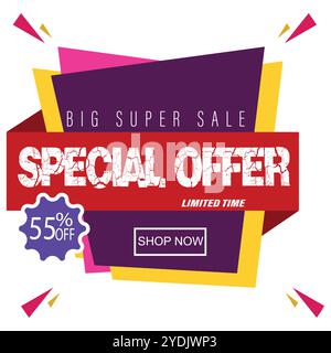 50%off banner offer Discount promotion sale, Template for products advertising, web banners, leaflets, certificates and postcards. Vector  banner Stock Vector