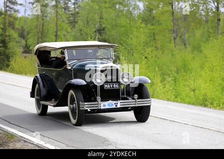 Classic Buick year 1929 on Ascension Day vintage car rally by AHS ry, road 104, Fiskars, Finland. May 26, 2022 Stock Photo