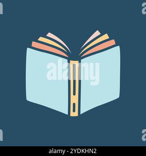 Doodle book icon hand drawn in a modern minimalistic style. Knowledge and education symbol on dark background. Vector illustration Stock Vector