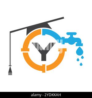 Letter Y Plumber Logo Design Vector Template Concept With Pipe and Water Icon Stock Vector