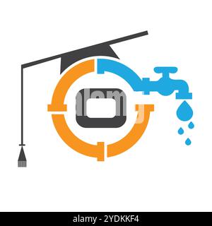 Letter O Plumber Logo Design Vector Template Concept With Pipe and Water Icon Stock Vector