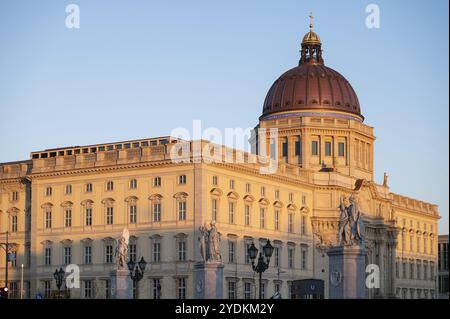 18.03.2022, Berlin, Germany, Europe, View of the Humboldt Forum in the rebuilt Berlin Palace on Museum Island in the Mitte district with western facad Stock Photo