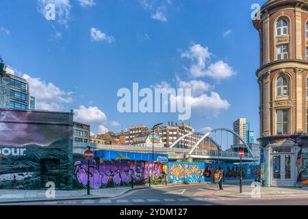 View down Fairchild Street from Great Eastern Street in Shoreditch, East London. Stock Photo