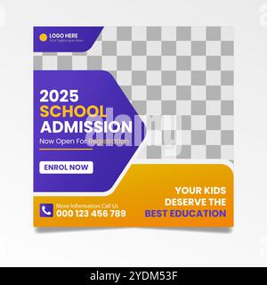 School admission social media post and instagram post template Stock Vector