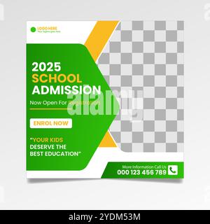 School admission social media post and instagram post template Stock Vector