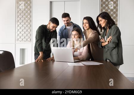 Multiethnic business team meeting at laptop for teamwork Stock Photo