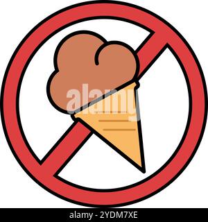 No ice cream icon. Sweets prohibition icon. Editable vector. Stock Vector