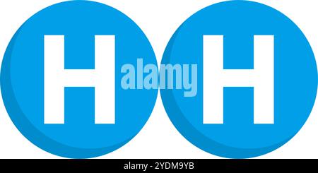 Flat design hydrogen molecule icon. Editable vector. Stock Vector