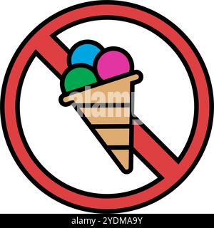 No ice cream icon. Diet icon. Editable vector. Stock Vector
