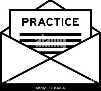 Envelope and letter sign with word practice as the headline Stock Vector