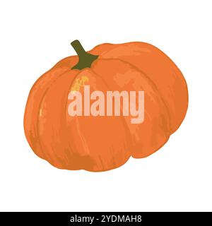 Vegetable pumpkin. Vector. Autumn pumpkin symbol for Halloween or Thanksgiving. Flat design. Orange pumpkin silhouette on white background Stock Vector