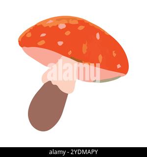 Vector illustration of a fly agaric mushroom in cartoon style on white background. Fly agaric for a ritual on Halloween. Stock Vector