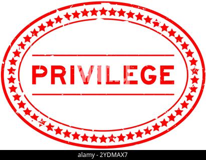 Grunge red privilege word oval seal stamp on white background Stock Vector