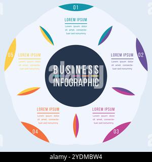 Circle Infographic template 5 steps, objects, elements or options infographic business design Stock Vector