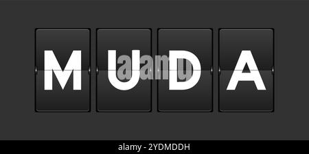 Black color analog flip board with word on gray background Stock Vector