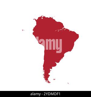 Map of South America, sign silhouette. World Map Globe. Vector Illustration isolated on white background. Latin American continent. Stock Vector