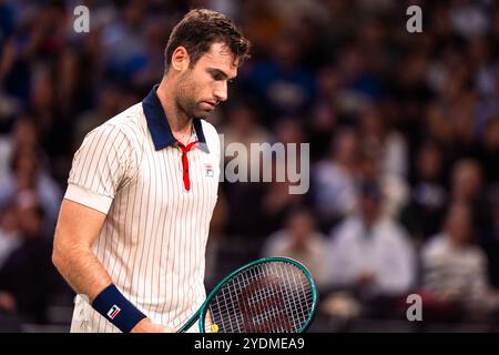 Quentin HALYS (FRA) during the Qualifying of the Rolex Paris Masters 2024, ATP Masters 1000 tennis tournament on 27 October 2024 at Accor Arena in Paris, France Stock Photo