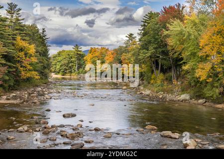 autumn colours along the saco river in new hampshire usa Stock Photo