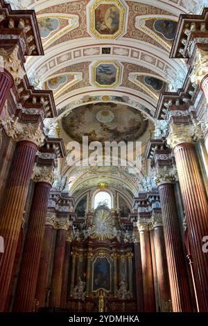 interior, Poznań Fara, Collegiate Church, Basilica of Our Lady of Perpetual Help and St. Mary Magdalene, Poznań, Poland, Europe Stock Photo