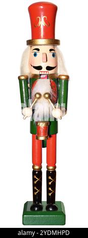 Isolated green nutcracker drummer side view Stock Photo