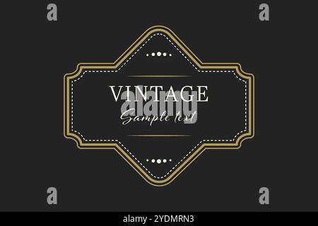 Elegant retro vintage frame, label on black background with text. Vector illustration Stock Vector
