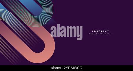 Gradient Stock Line Waving Geometric Abstract Background. Futuristic Rectangle Wavy Lines Background For Science, Music Cover, Website, Header, Banner Stock Vector
