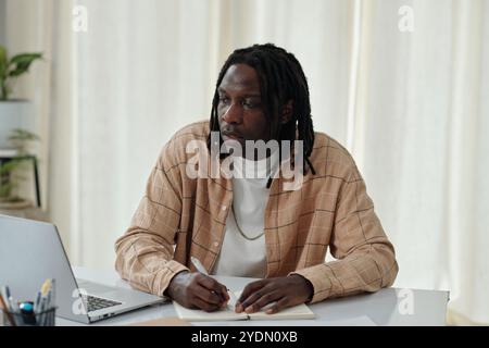 Contemplating Work at Modern Home Office Setting Stock Photo