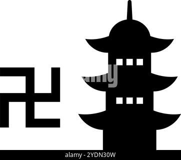 Swastika icon set. Temple map symbols. Editable vector Stock Vector ...