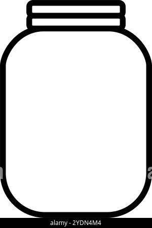 Rounded a mason bottle or Mason glass jar line art icon for apps and ...
