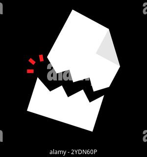 Torn document icon isolated on black background. Editable vector. Stock Vector